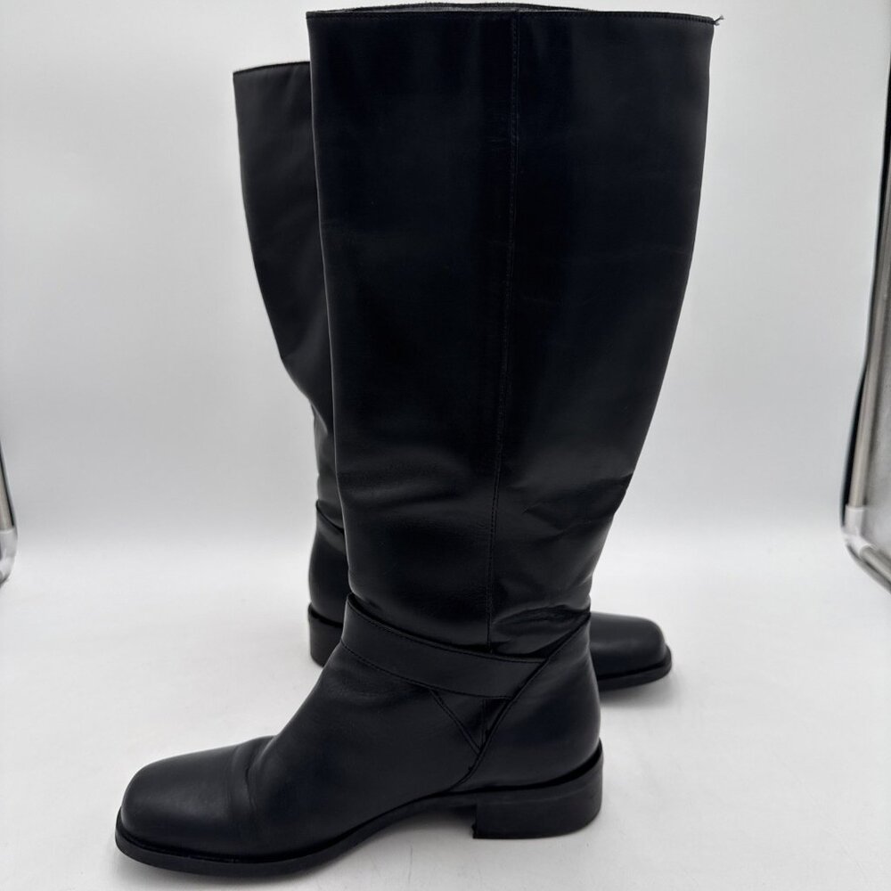 Etienne Aigner Boots Womens Size 7.5 Black Leather Tall Riding Equestrian Legacy - Picture 4 of 12